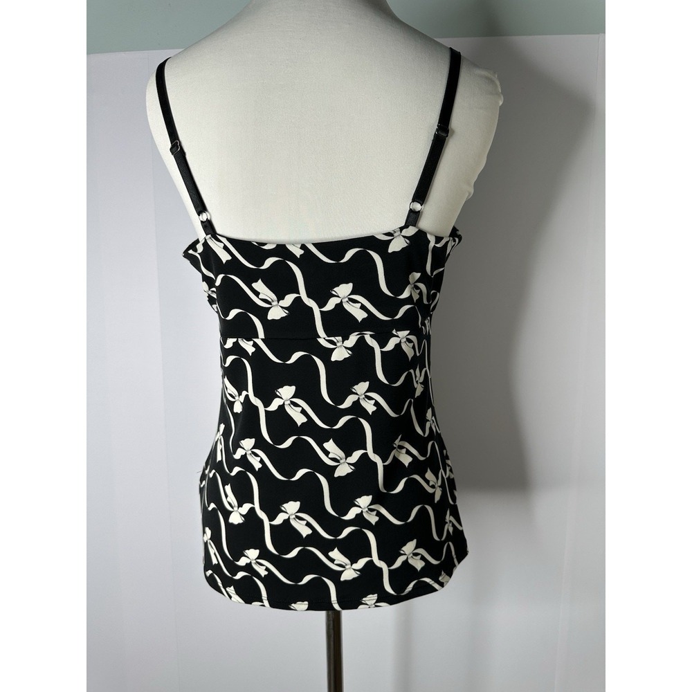 White House Black Market Cami Womens M Black White Bow Lace Trim Tank Top - Picture 5 of 10